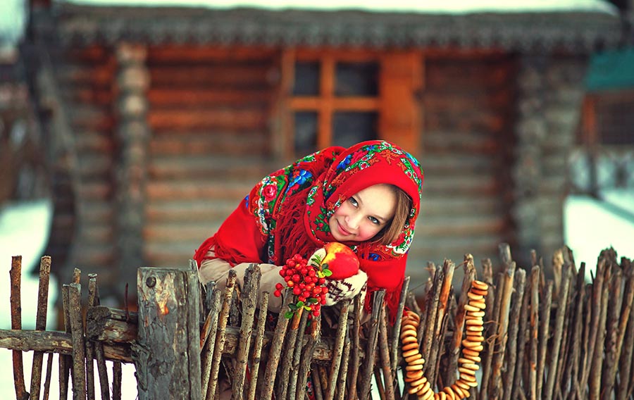 Sexy girl Women in Slavic costumes in Stepanakert